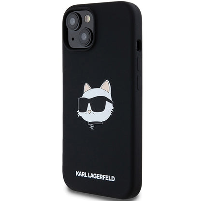 MagSafe hoesje voor Apple iPhone 15 Plus, Karl Lagerfeld, Silicone Choupette's Head, Zwart
