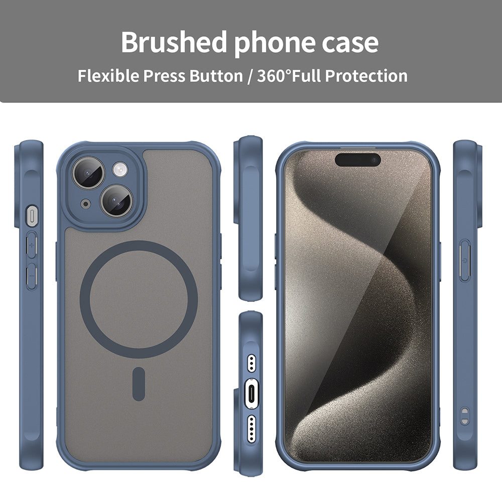 MagSafe Case for Apple iPhone 15 Plus, Techsuit, HaloFrost II, Navy Blue