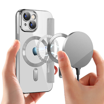 Coque MagSafe pour Apple iPhone 15 Plus, Techsuit, SmartMag Book, Gris