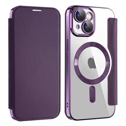 Coque MagSafe pour Apple iPhone 15 Plus, Techsuit, SmartMag Book, Violet