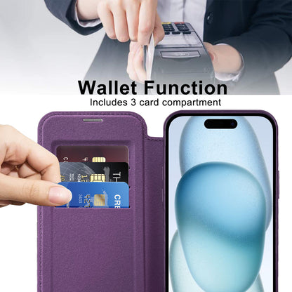 Coque MagSafe pour Apple iPhone 15 Plus, Techsuit, SmartMag Book, Violet