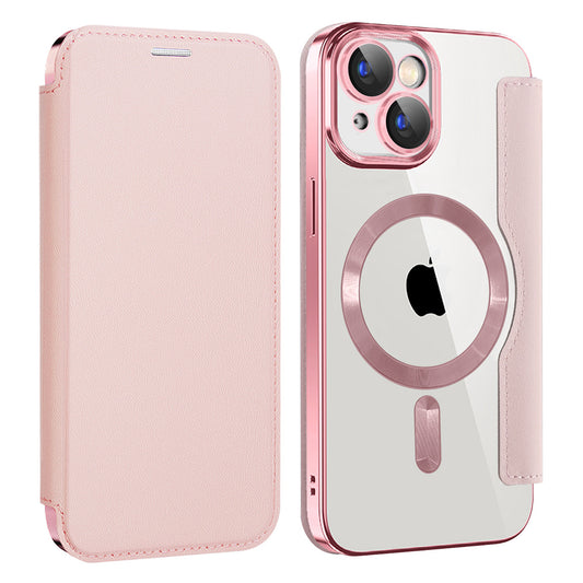 Coque MagSafe pour Apple iPhone 15 Plus, Techsuit, SmartMag Book, Rose