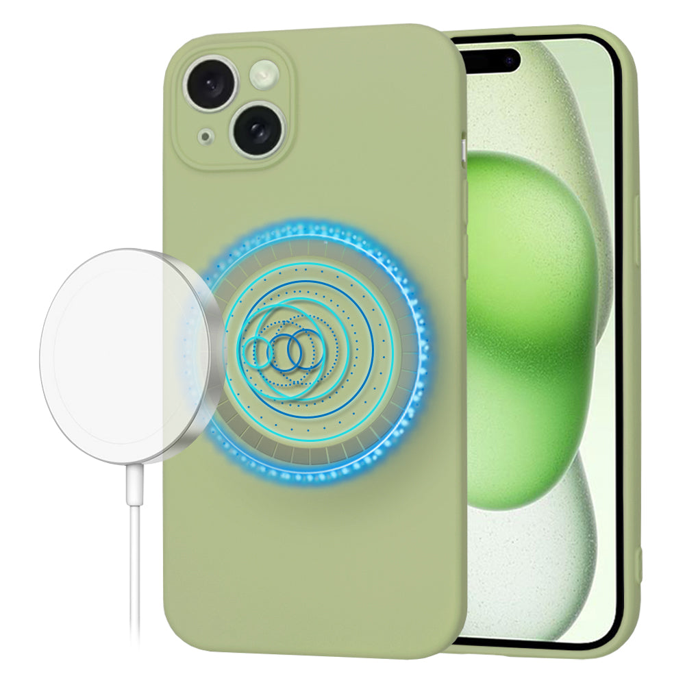 Coque MagSafe pour Apple iPhone 15 Plus, Techsuit, SoftFlex, Matcha
