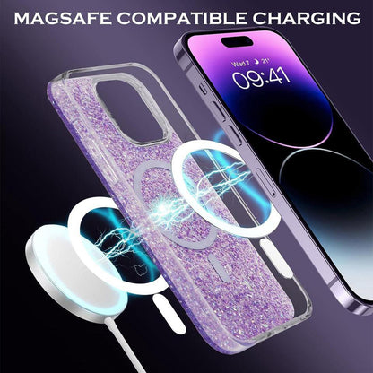 MagSafe-Hülle für Apple iPhone 15 Plus, Techsuit, Glitzernd, Lila
