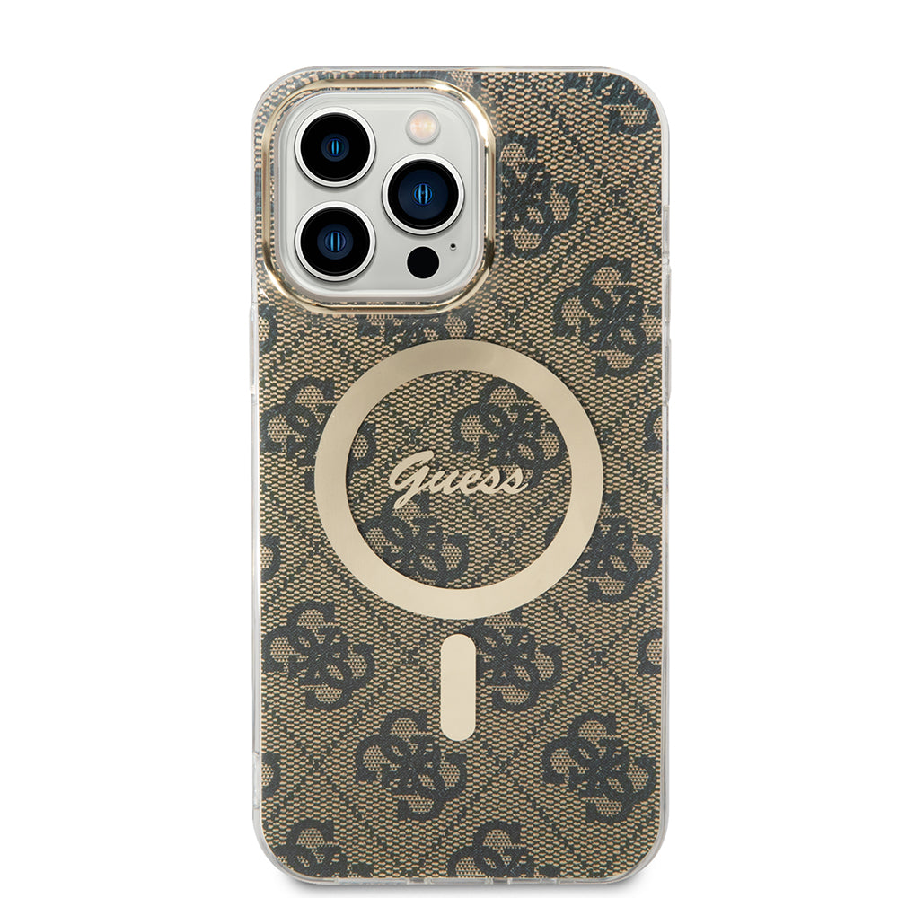 MagSafe Case for Apple iPhone 15 Pro, Guess, 4G IML, Brown