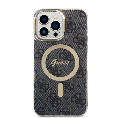Étui MagSafe pour Apple iPhone 15 Pro, Guess, 4G IML, Noir GUHMP15LH4STK