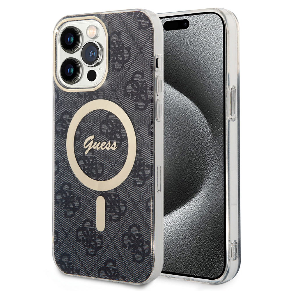 Étui MagSafe pour Apple iPhone 15 Pro, Guess, 4G IML, Noir GUHMP15LH4STK