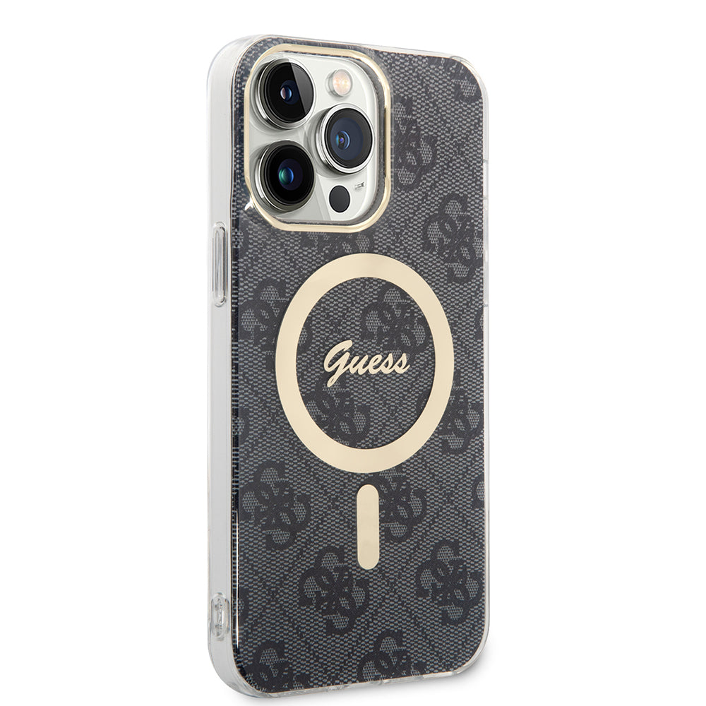 Étui MagSafe pour Apple iPhone 15 Pro, Guess, 4G IML, Noir GUHMP15LH4STK