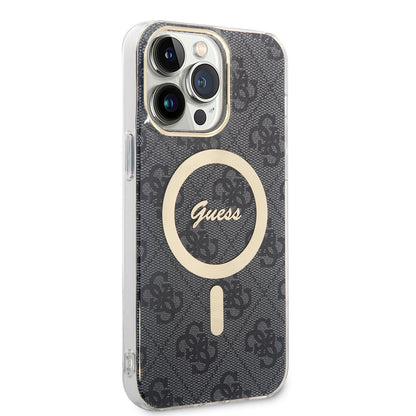 Étui MagSafe pour Apple iPhone 15 Pro, Guess, 4G IML, Noir GUHMP15LH4STK