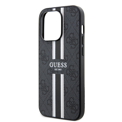 MagSafe hoesje voor Apple iPhone 15 Pro, Guess, 4G Printed Stripes, Zwart