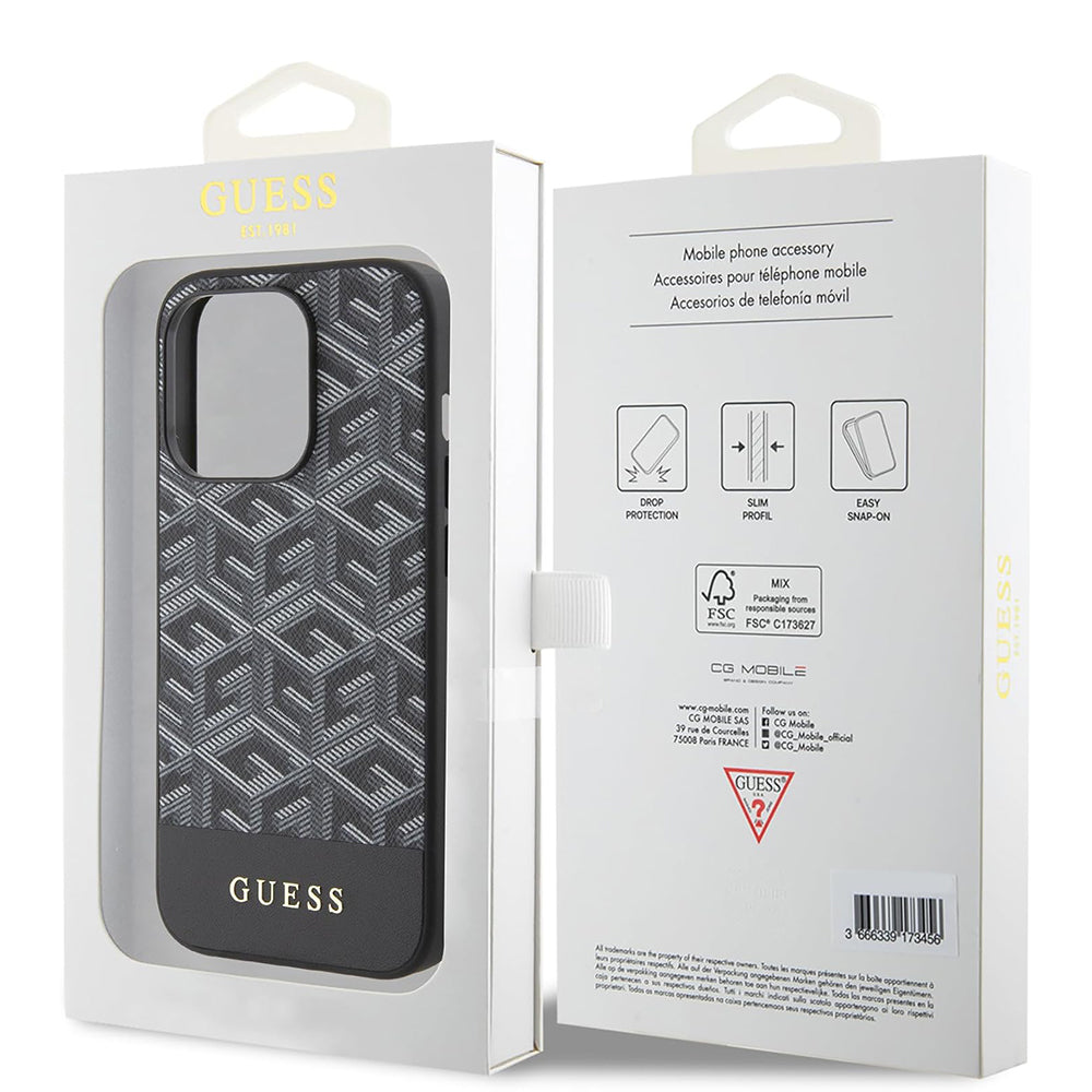 MagSafe hoes voor Apple iPhone 15 Pro, Guess, GCube Stripes, Zwart