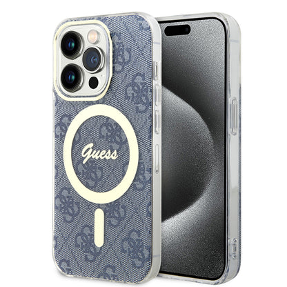 MagSafe hoesje voor Apple iPhone 15 Pro, Guess, IML 4G, Blauw