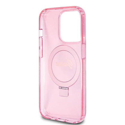 MagSafe hoes voor Apple iPhone 15 Pro, Guess, IML Ring Stand Glitter, Roze