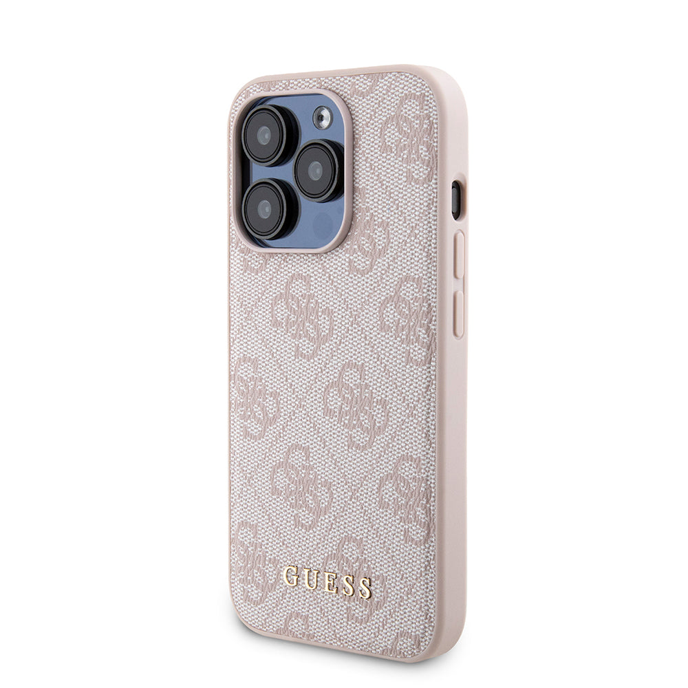 MagSafe hoesje voor Apple iPhone 15 Pro, Guess, Powerbank 4G Metal Logo, Roze