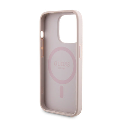 MagSafe hoesje voor Apple iPhone 15 Pro, Guess, Powerbank 4G Metal Logo, Roze