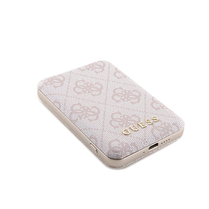 MagSafe hoesje voor Apple iPhone 15 Pro, Guess, Powerbank 4G Metal Logo, Roze
