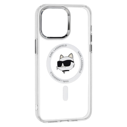 MagSafe Case for Apple iPhone 15 Pro, Karl Lagerfeld, IML Metal Choupette's Head, White
