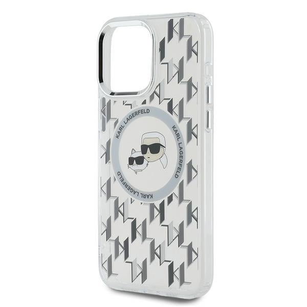 MagSafe hoesje voor Apple iPhone 15 Pro, Karl Lagerfeld, IML Monogram Karl & Choupette's Heads, Transparant