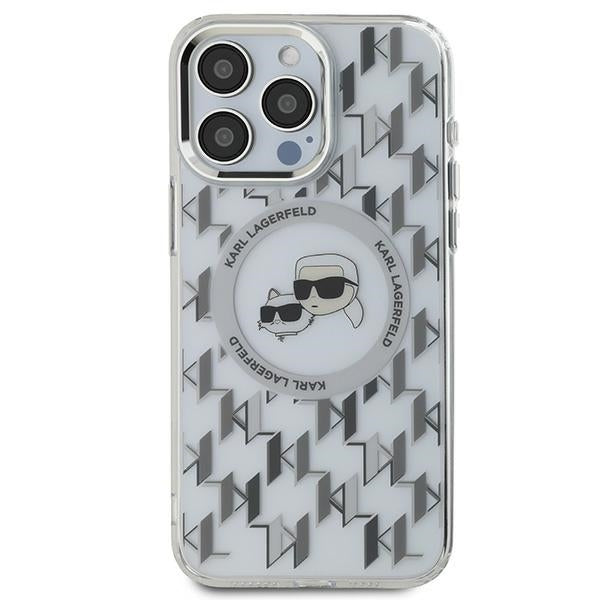 MagSafe hoesje voor Apple iPhone 15 Pro, Karl Lagerfeld, IML Monogram Karl & Choupette's Heads, Transparant