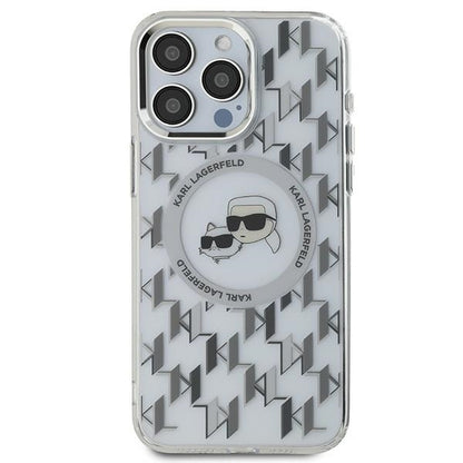 MagSafe hoesje voor Apple iPhone 15 Pro, Karl Lagerfeld, IML Monogram Karl & Choupette's Heads, Transparant