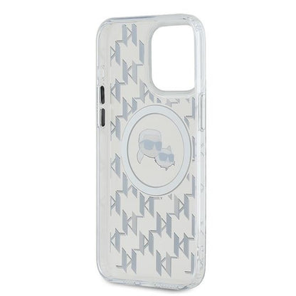 MagSafe hoesje voor Apple iPhone 15 Pro, Karl Lagerfeld, IML Monogram Karl & Choupette's Heads, Transparant
