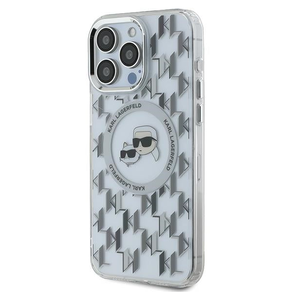 MagSafe hoesje voor Apple iPhone 15 Pro, Karl Lagerfeld, IML Monogram Karl & Choupette's Heads, Transparant