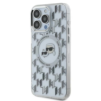 MagSafe hoesje voor Apple iPhone 15 Pro, Karl Lagerfeld, IML Monogram Karl & Choupette's Heads, Transparant