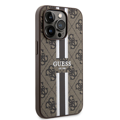 MagSafe hoesje voor Apple iPhone 15 Pro Max, Guess, 4G Printed Stripes, Bruin