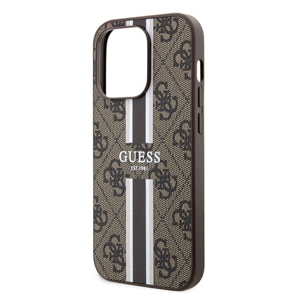 MagSafe hoesje voor Apple iPhone 15 Pro Max, Guess, 4G Printed Stripes, Bruin