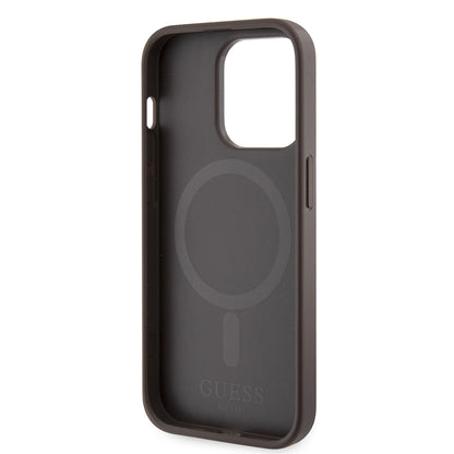 MagSafe hoesje voor Apple iPhone 15 Pro Max, Guess, 4G Printed Stripes, Bruin