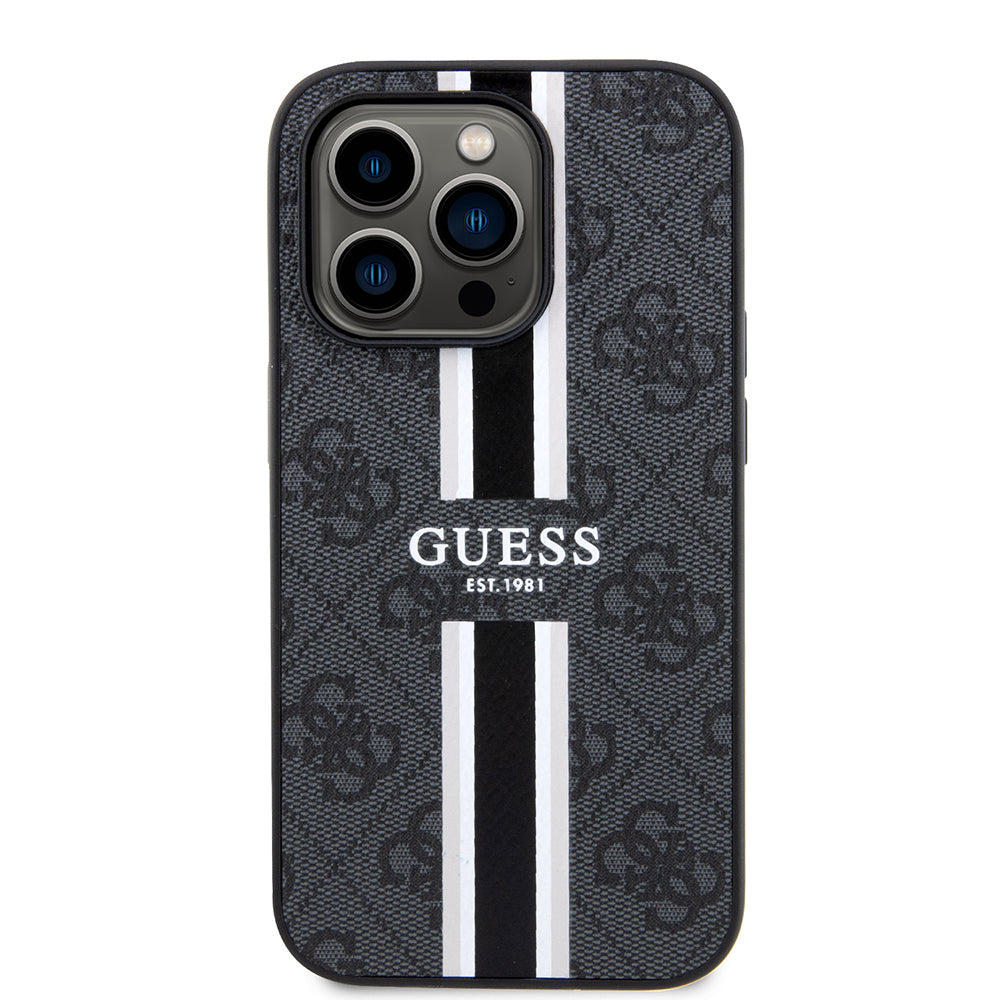 MagSafe hoesje voor Apple iPhone 15 Pro Max, Guess, 4G Printed Stripes, Zwart
