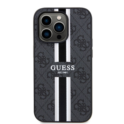 MagSafe hoesje voor Apple iPhone 15 Pro Max, Guess, 4G Printed Stripes, Zwart