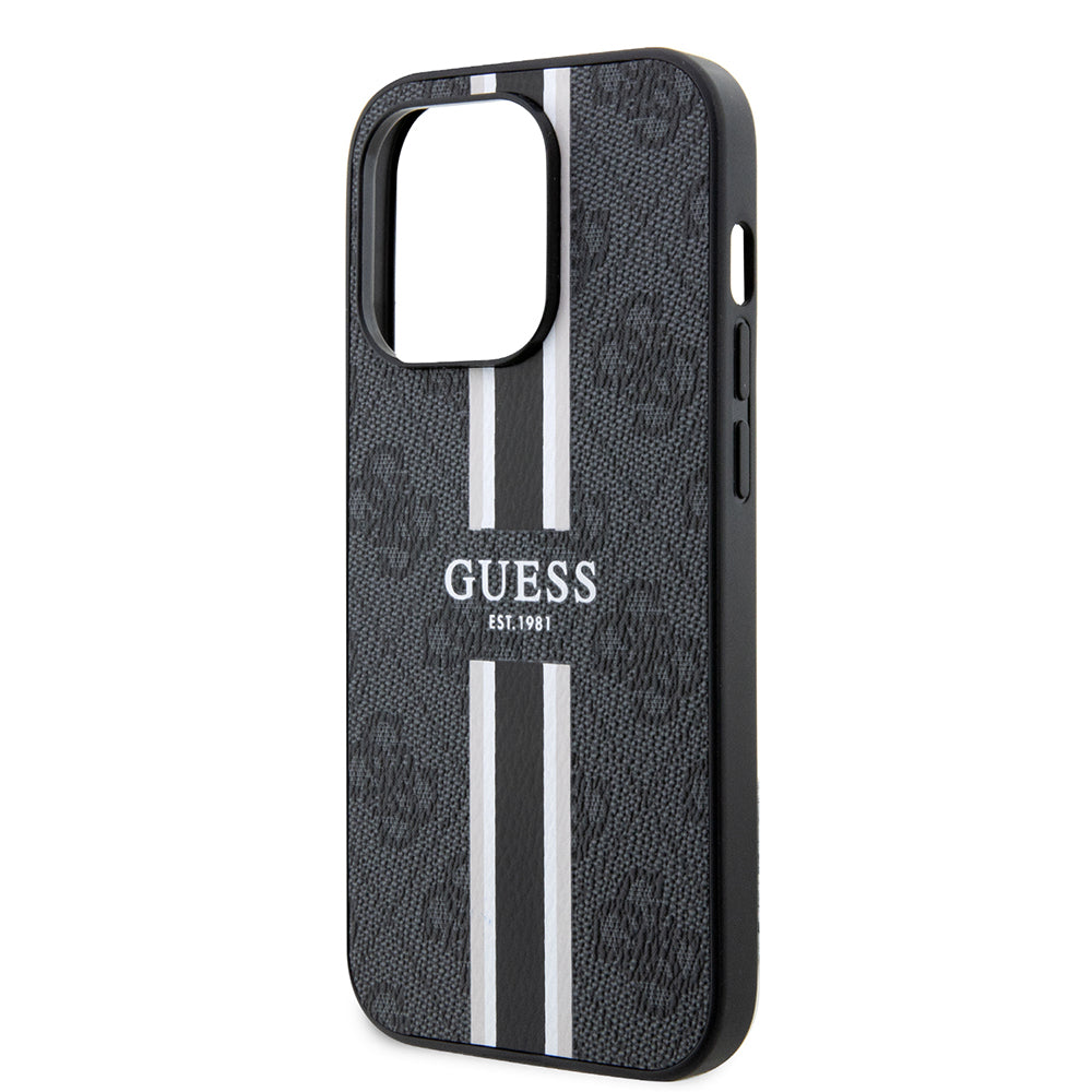 MagSafe hoesje voor Apple iPhone 15 Pro Max, Guess, 4G Printed Stripes, Zwart
