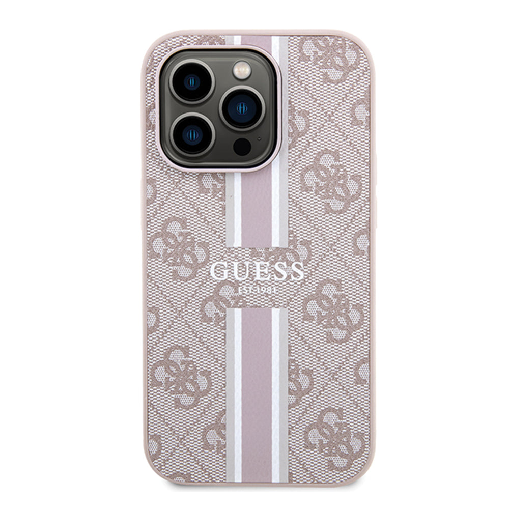 MagSafe hoesje voor Apple iPhone 15 Pro Max, Guess, 4G Printed Stripes, Roze