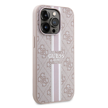 MagSafe hoesje voor Apple iPhone 15 Pro Max, Guess, 4G Printed Stripes, Roze