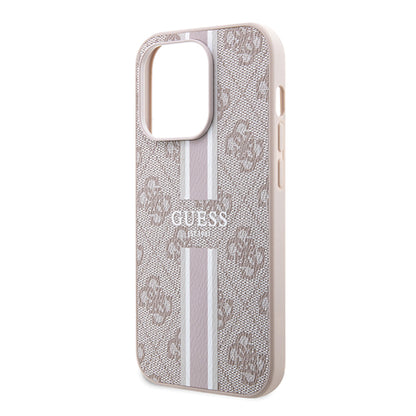 MagSafe hoesje voor Apple iPhone 15 Pro Max, Guess, 4G Printed Stripes, Roze