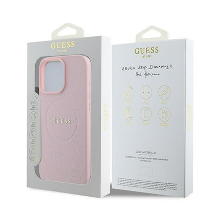 MagSafe hoes voor Apple iPhone 15 Pro Max, Guess, Grained Gold Ring, Roze