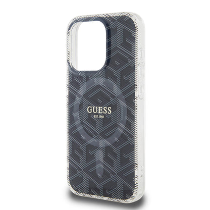 MagSafe hoesje voor Apple iPhone 15 Pro Max, Guess, IML Gcube, Zwart