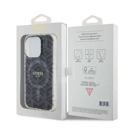 MagSafe hoesje voor Apple iPhone 15 Pro Max, Guess, IML Gcube, Zwart