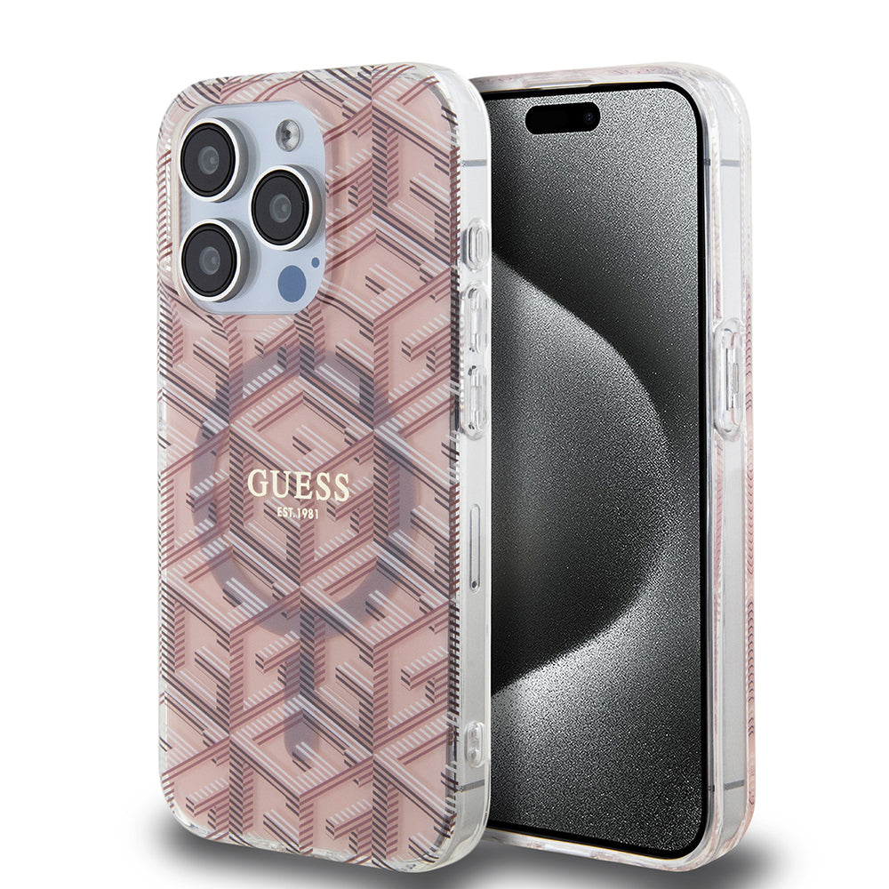 MagSafe hoesje voor Apple iPhone 15 Pro Max, Guess, IML Gcube, Roze