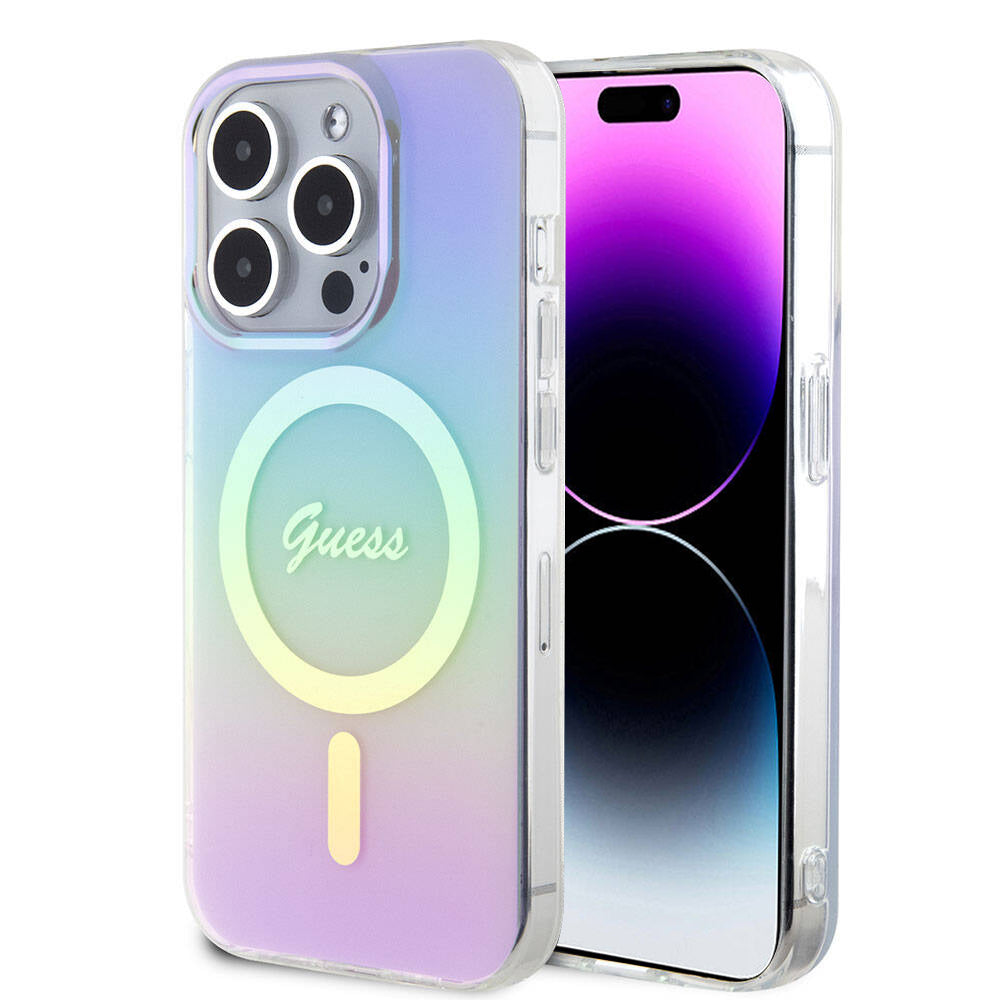 MagSafe hoesje voor Apple iPhone 15 Pro Max, Guess, IML Iridescent, Paars