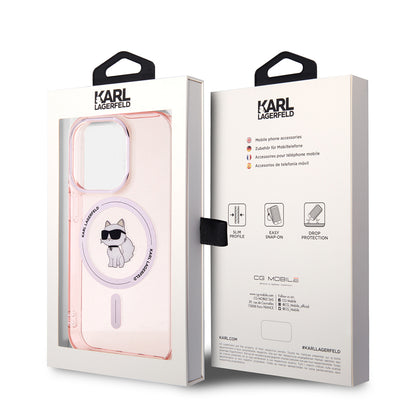 MagSafe hoesje voor Apple iPhone 15 Pro Max, Karl Lagerfeld, IML Choupette, Roze