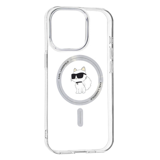 Étui MagSafe pour Apple iPhone 15 Pro Max, Karl Lagerfeld, IML Choupette, Transparent