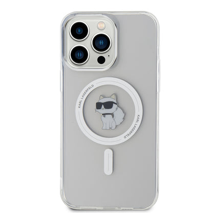 Étui MagSafe pour Apple iPhone 15 Pro Max, Karl Lagerfeld, IML Choupette, Transparent