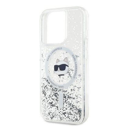 Coque MagSafe pour Apple iPhone 15 Pro Max, Karl Lagerfeld, Liquid Glitter Choupette Head, Transparente