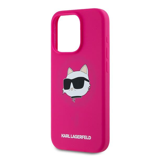 MagSafe hoesje voor Apple iPhone 15 Pro Max, Karl Lagerfeld, Silicone Choupette's Head, Fuchsia