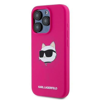 MagSafe hoesje voor Apple iPhone 15 Pro Max, Karl Lagerfeld, Silicone Choupette's Head, Fuchsia