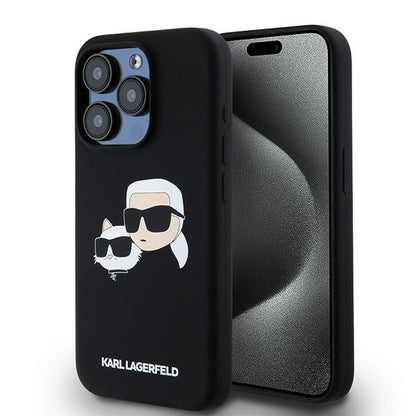 MagSafe hoesje voor Apple iPhone 15 Pro Max, Karl Lagerfeld, Silicone Karl & Choupette, Zwart