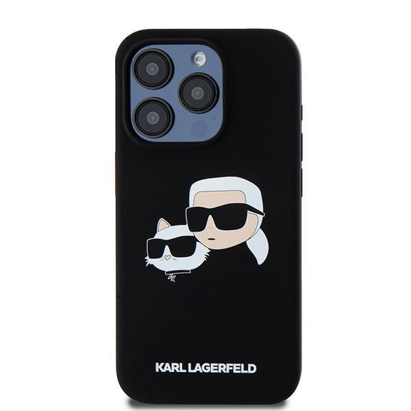 MagSafe hoesje voor Apple iPhone 15 Pro Max, Karl Lagerfeld, Silicone Karl & Choupette, Zwart