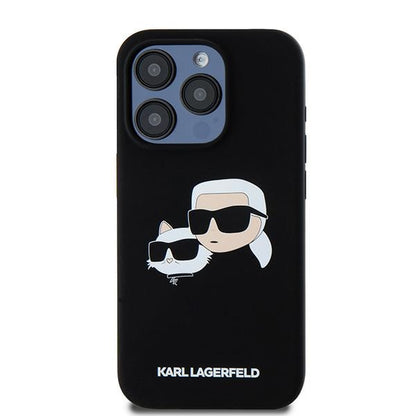 MagSafe hoesje voor Apple iPhone 15 Pro Max, Karl Lagerfeld, Silicone Karl & Choupette, Zwart
